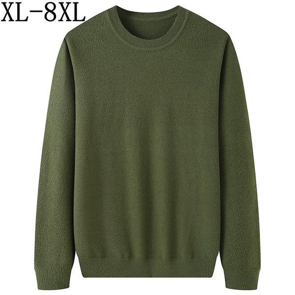 

men's sweaters 8xl 7xl 6xl fall winter oversized sweater men thick mink cashmere mens business pullovers soft pull homme, White;black