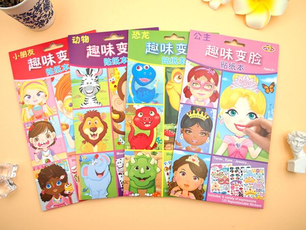 

kids diy stickers puzzle games make-a-face princess animal dinosaur assemble jigsaw baby recognition training education toys zxh