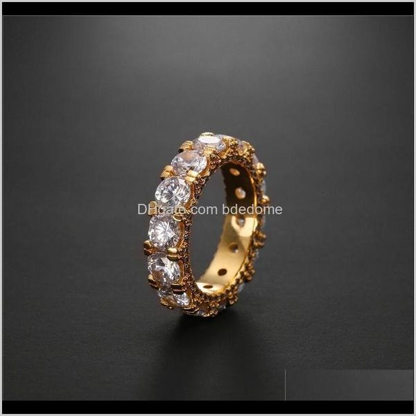 

with side stones drop delivery 2021 mens hip hop iced out rings jewelry fashion 18k gold plated simulation diamond ring csrz3, Silver
