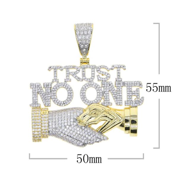 

chains iced out initial trust no one charm pendant with gold silver plated hip hop long rope chain necklace for men boyfriend gift