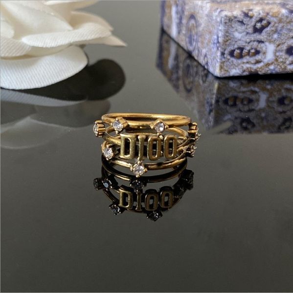 

70% off d style crown diamond ring female brass gilded temperament personality neutral ring, Silver