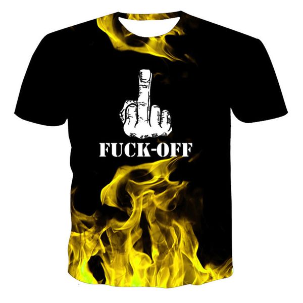 

summer street trend men's hand painted flame 3d printed t shirt short sleeve custom, White;black