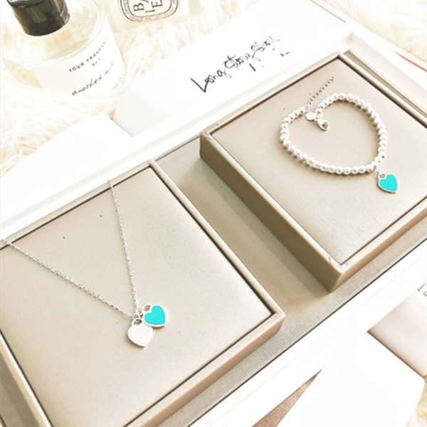 

100% 925 sterling silver fashion classic diy love necklace bracelet set multi-color optional women's jewelry