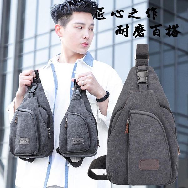 

men chest pack style sports casual canvas messenger bag shoulder men's knapsack waist bags