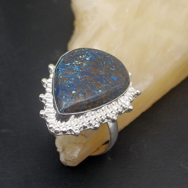 

wedding rings elegant solitaire sea sediment 925 sterling silver ring 9# vc43, Slivery;golden