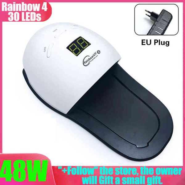 Secador de unhas 48W UV Rainbow4 LED Gel Vernish Seco 30 LEDs Fast Seco com Pés Lâmpada de fundo para manicure