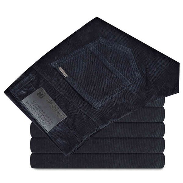 

men's pants autumn and winter male business trousers straight corduroy breathable casual 61fp, Black