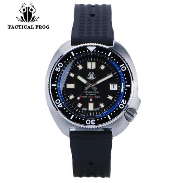 

wristwatches tactical frog diver watch men vintage nh35 automatic sapphire glass 20atm waterproof rotatzing bezel mechanical watches, Slivery;brown