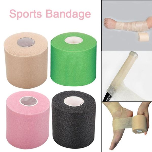 

elbow & knee pads 7cm*27.5m sports pre-wrap pu foam backing bandage underwrap elastic adhesive muscle athletic training tape, Black;gray