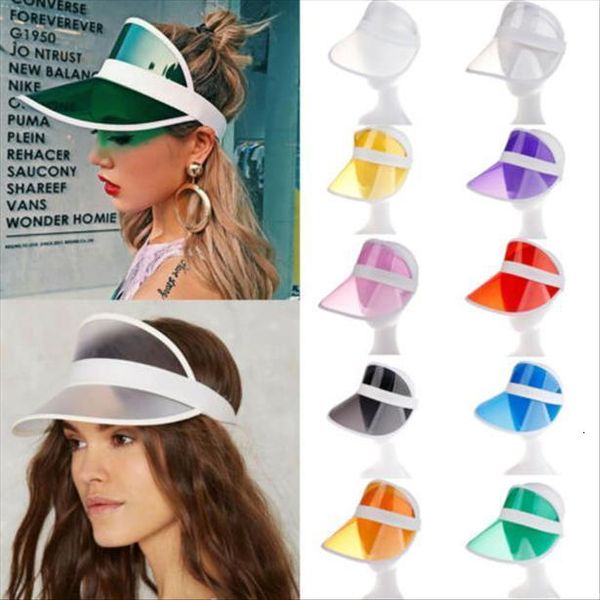 

fashion summer pvc sun hat plastic visor party casual clear adults sunscreen cap visera plastico, Blue;gray