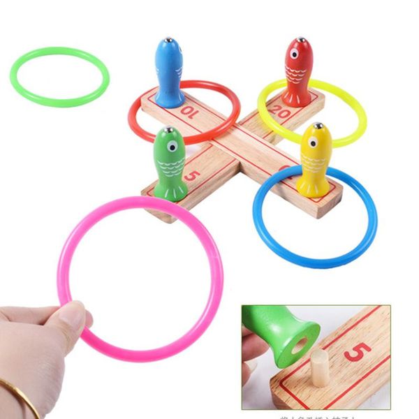 

fishing accessories ring toss game set creative wooden kids colorful parent-child interactive toys