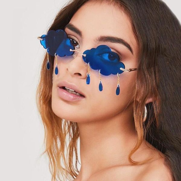

sunglasses cloud pendant raindrops tassel fashion borderless personality ocean piece glasses sun decorative lens h, White;black