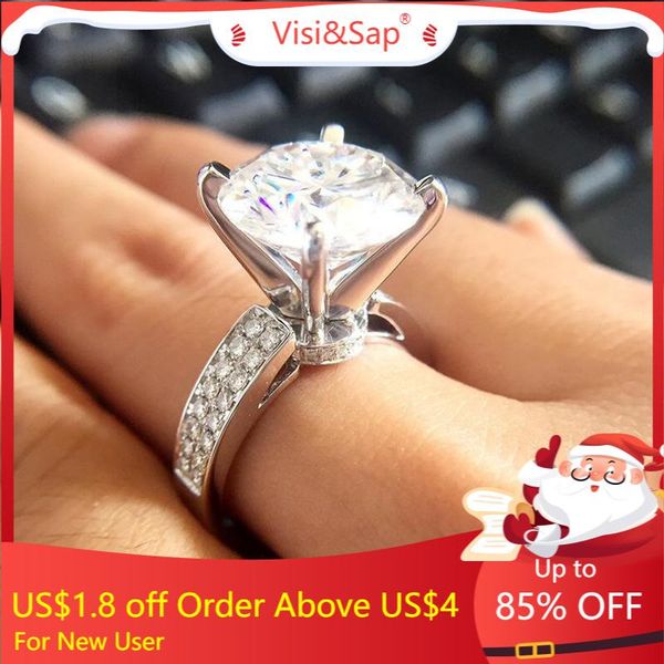 

wedding rings visisap 9mm large round zircon inlaid simple classic for women birthday gifts jewelry wholesale drop f330, Slivery;golden