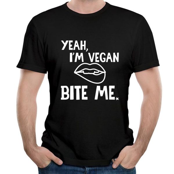 

men's t-shirts yeah i'm vegan bite me fashionable party tees teenagers t shirt simple style men unisex, White;black