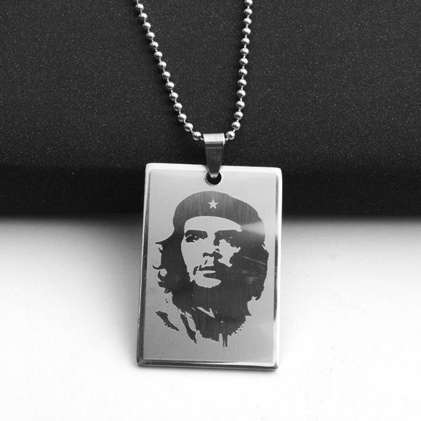 

pendant necklaces mens chain on the neck stainless steel large necklace fashion nameplate che guevara man accessories, Silver