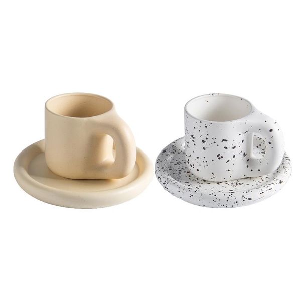 

mugs ceramic nordic mug chubby with saucer cup smooth surface easy to clean microwave safe coffee set large capacity