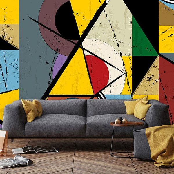 

wallpapers 3d nordic abstract graffiti color wallpaper geometric matching line art dining room living tv background wall mural