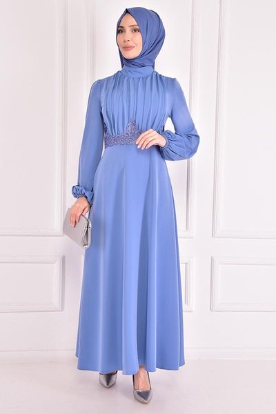

ethnic clothing guipur detail dress blue asm2387, Red