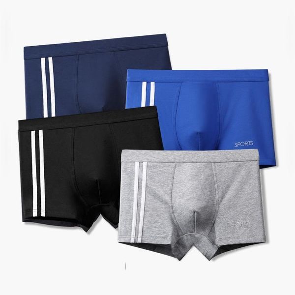 

underpants 3 pcs one lot men's underwear pure cotton boxer sports medium waist 21-1000, Black;white