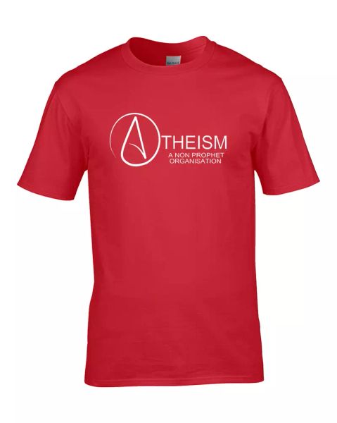 

atheism- a non prophet organisation, men's t-shirt, White;black