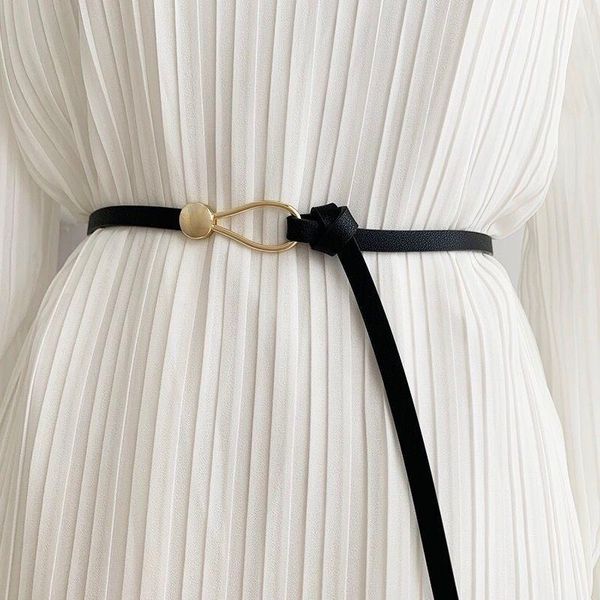 

women belts thin golden buckle pu leather strap for prom dress trousers black ladies female designer casual waist corset belt, Black;brown