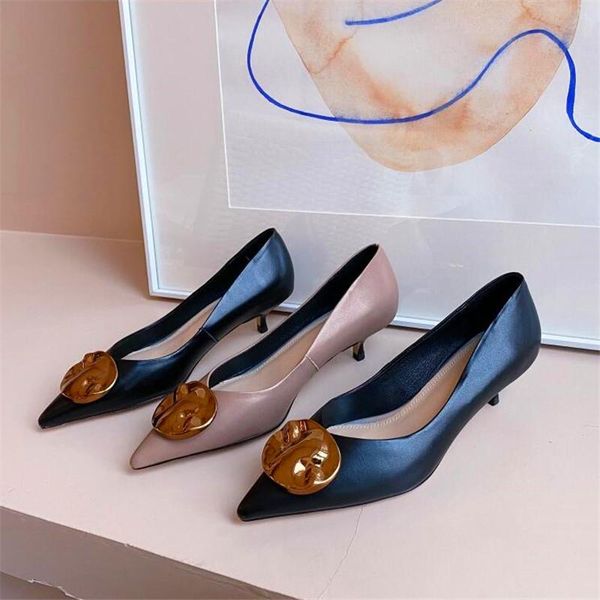 

dress shoes stiletto fashion pointed toe women's high-heeled metal decorated with -colored, Black