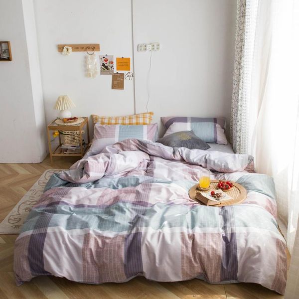 

bedding sets bonenjoy pure cotton bed sheet  size plaid lattice reactive printed cover housse de couette set