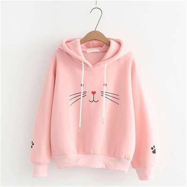 

hoodies ear for women female cat printed hoodieblack hoodies with sudaderas para mujer sweatshirt, Black