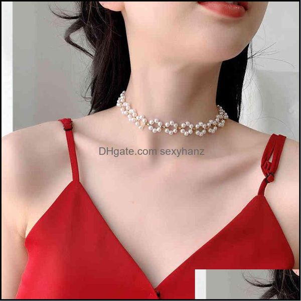 

pendant necklaces & pendants jewelry net red pearl clavicle chain female korean personality neck choker collar necklace short necklac with f, Silver