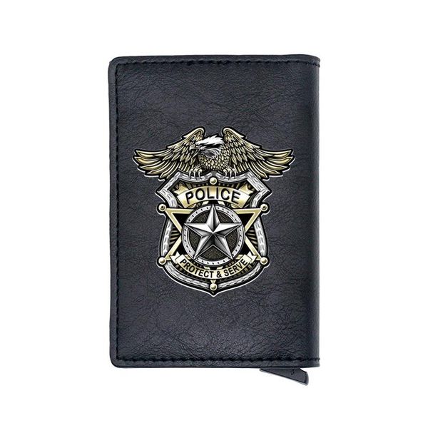 

card holders personality protect & serve design rfid holder wallet classic men women leather male purses, Brown;gray