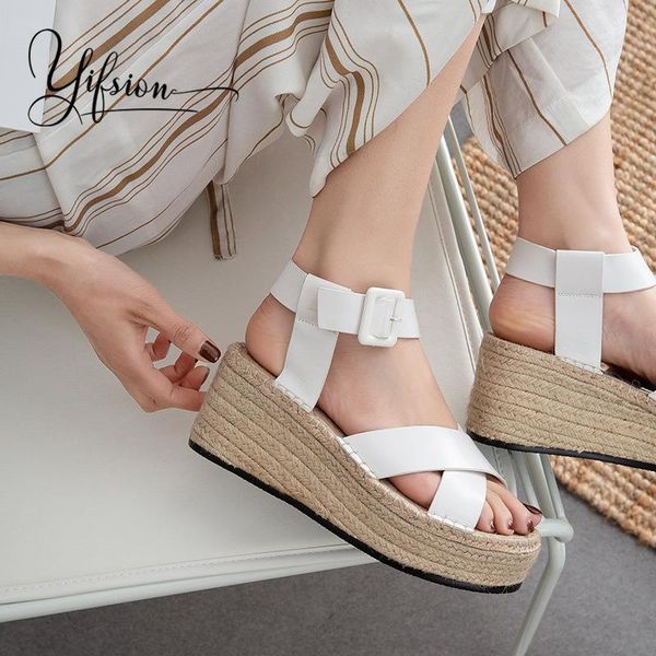 

prowow fashion style spring summer black white women sandals open toe buckle strap platform casual shoes woman