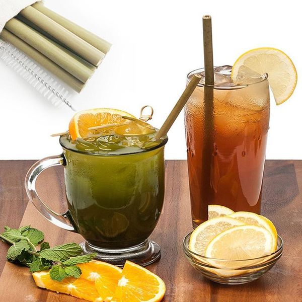 

drinking straws upors 6/10pcs natural organic bamboo straw set eco friendly reusable with case brush 8inch