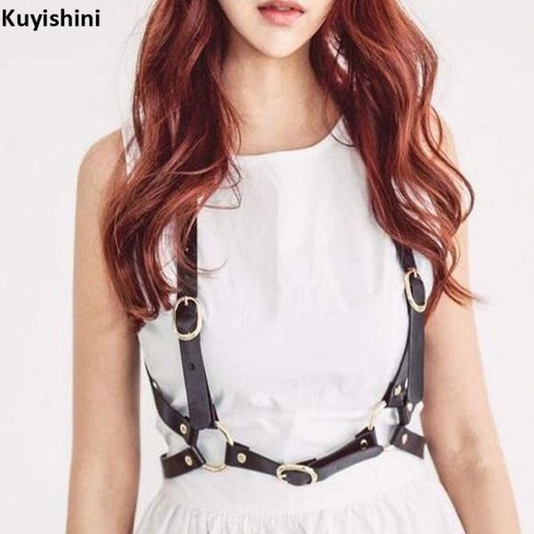 

belts women hip hop punk harness waist pu leather suspenders body bandage shaped belt straps love of gift, Black;brown