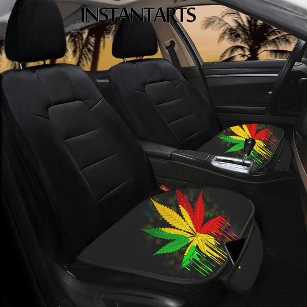 

car seat covers instantarts leaf on black background pattern breathable cushion pad for auto universal protector mat