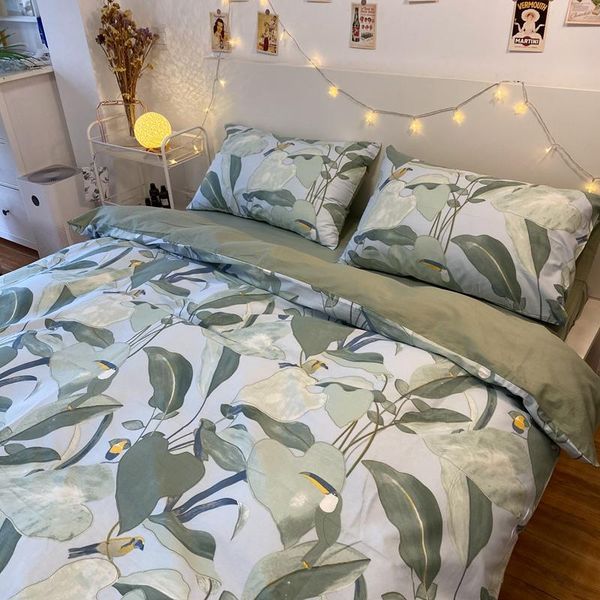 

bedding sets fashion green set cotton comfortable soft double bed girl sabanas para cama bedroom textile dj60bs