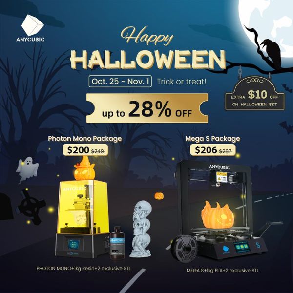 

printers anycubic pon mono / mega-s halloween special sale 3d printer plus size full metal touch screen impresora