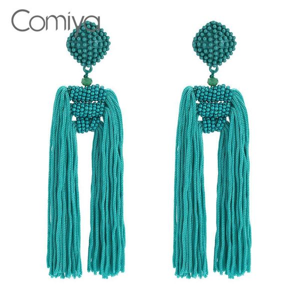 

dangle & chandelier comiya statement earrings for women blue color tassel line personality ethnic jewelry boucle d'oreille femme, Silver