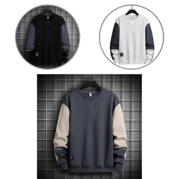

men's sweaters breathable stylish skin-friendly o neck spring sweatshirt quick dry men casual for school, White;black