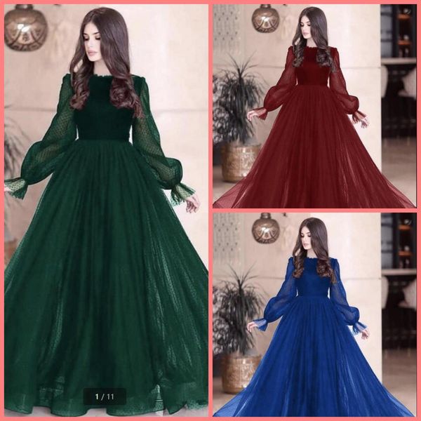 

dark green prom pageant dresses 2021 modest fashion long sleeve vintage party gown occasion lace formal red carpet muslim evening gowns cust, Black