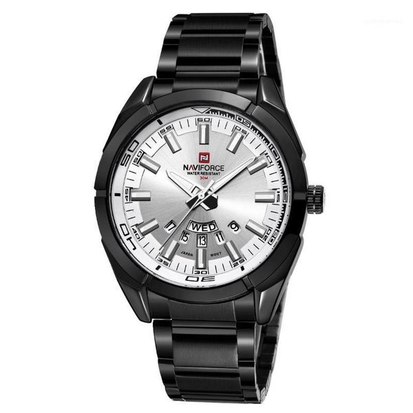 

wristwatches fashion big steel band men's watch business calendar week quartz alloy buckle luxury stainless & casual, Slivery;brown