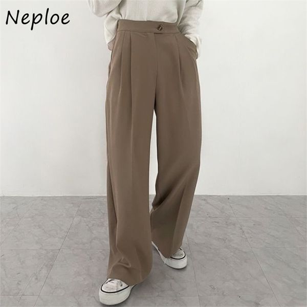 

high waist hip straight pants women loose causal work style office lady solid trousers spring pantalones casual 210422, Black;white
