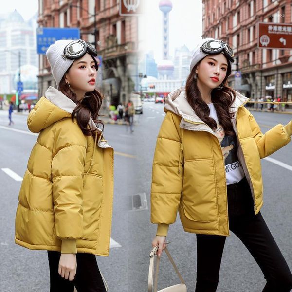 

women's down & parkas winter coat women jackets 2021 hooded zipper thick warm outwear pockets slim streetwear solid sweet bubble femme, Black