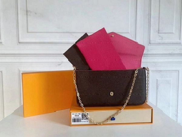 

classic luxury designer bag purse 3p/c pochette felicie wallets ladies fashion designe wallet handbag clutch coin purses ship, Red;black