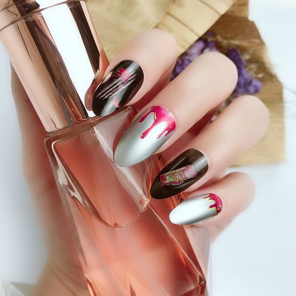 

halloween ghost a autumn and winter nail patch wear manicure women's tip finished product can be repeated disassembly1, Red;gold