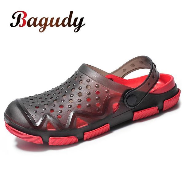 

sandals men breathers non-slip summer casual flip flops outdoor beach slippers jelly shoes men's water trekking 45, Black