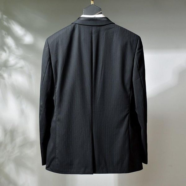 

men's suits & blazers men business work blazer outwear coat single button slim fit office casual classic black striped male jacket, White;black