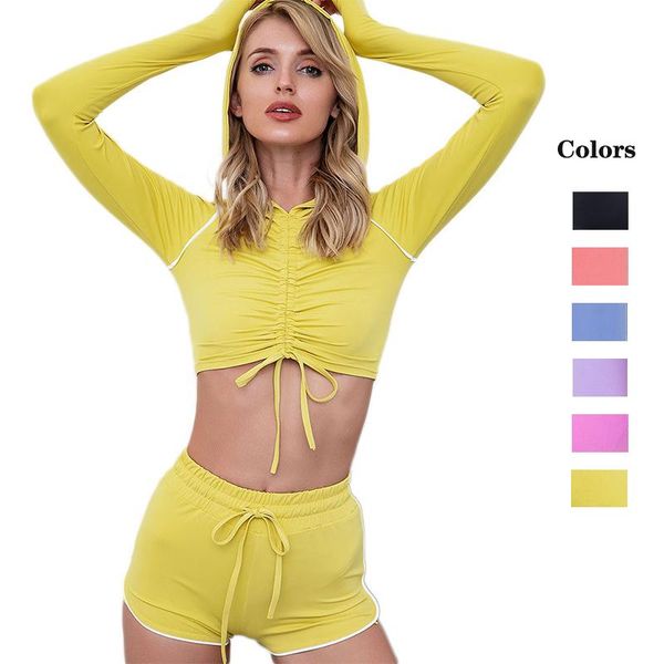 

yoga outfit 2pcs women hoodie sports suits gym set long sleeve coat casual fitness outfits sets workout running clothing