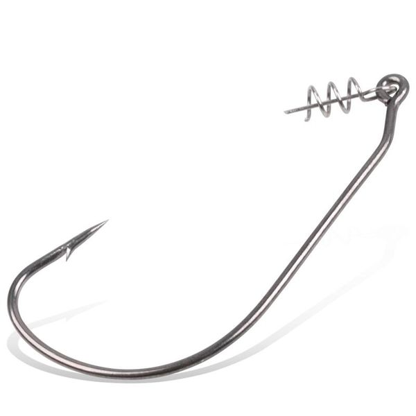 

150pcs fishing worm hook with spring twist lock barbed carp crank hooks for soft lure bait offset jig fishhook