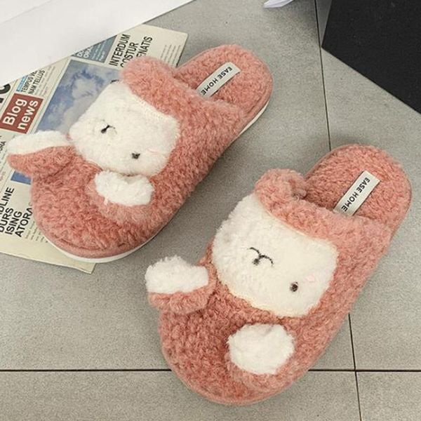 

women cute cotton short plush flat slippers casual shoes portable indoor outdoor home guest xx725, Black