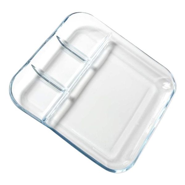 

dishes & plates 1pc household grid dumpling plate holder vinegar serving dish (transparent)